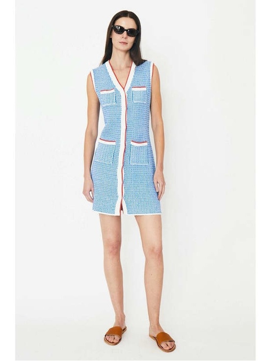 KULE Dresses & Skirts - KULE The Virginie Knit Sweater Dress in White/Royal Blue